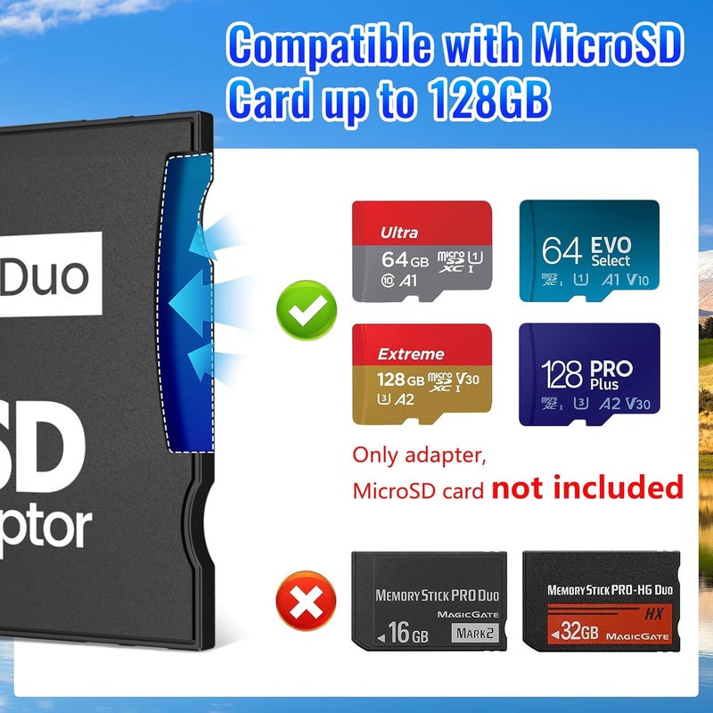 Pefishop 2 Pack Memory Stick Adapter,Micro SD to Memory Stick PRO Duo MagicGate Card, Compatible with PSP, Digital Cameras,Handycam - Image 2